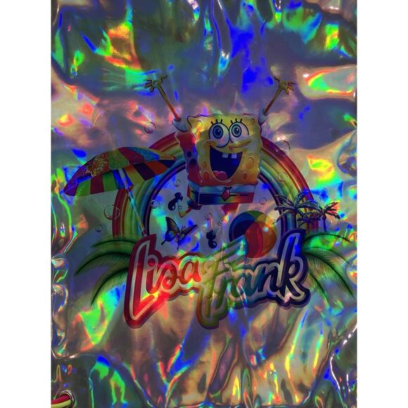 Lisa Frank SpongeBob SquarePants Holographic Drawstring Cinch Bag Backpack NWT - Picture 2 of 7